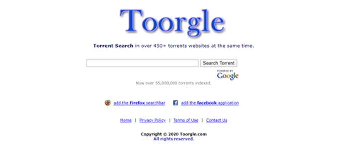 homepage de Toorgle